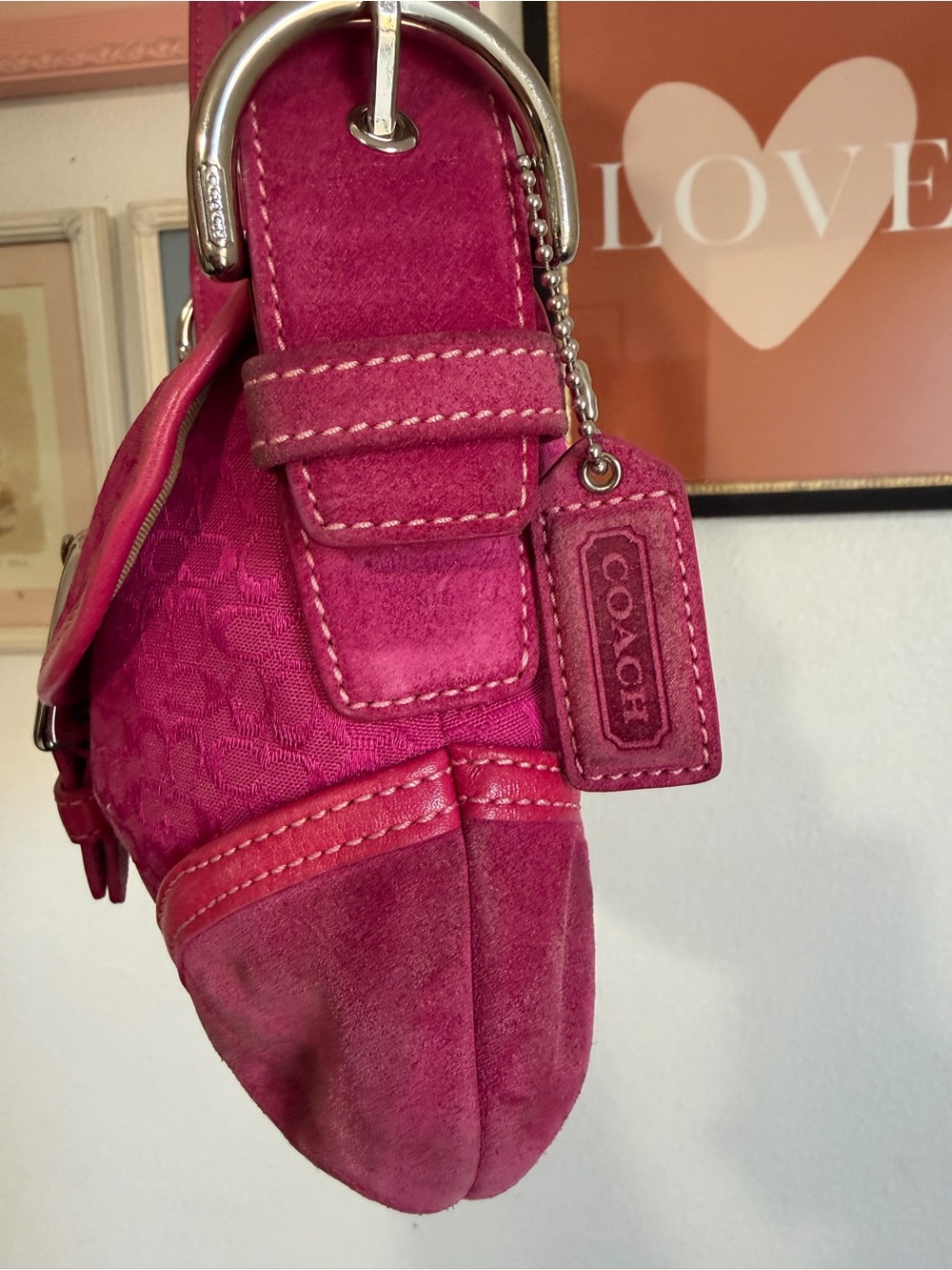 Coach 6818 Mini Soho Signature Canvas Buckle Shoulder Bag in Pink - Picture 10 of 17